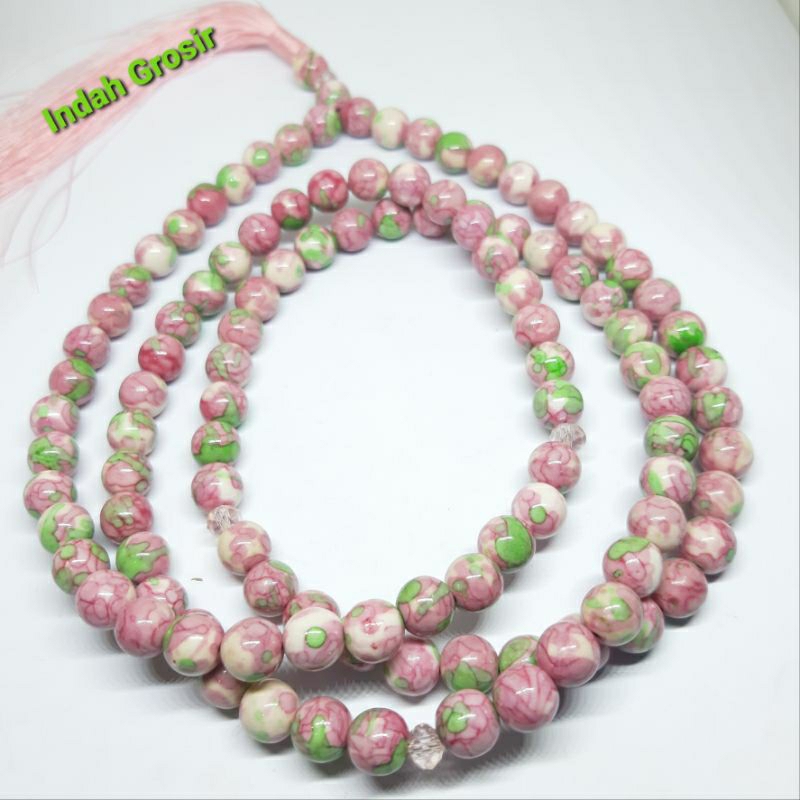 TASBIH BATU PIRUS PINK 8MM 108BUTIR ORIGINAL