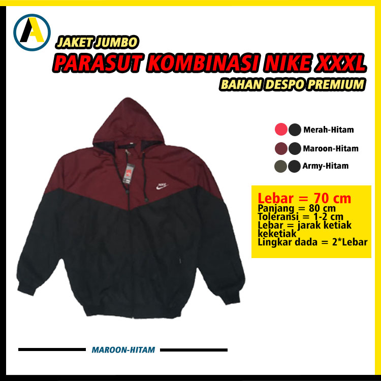 Jaket pria parasut nike kombinasi big size jumbo