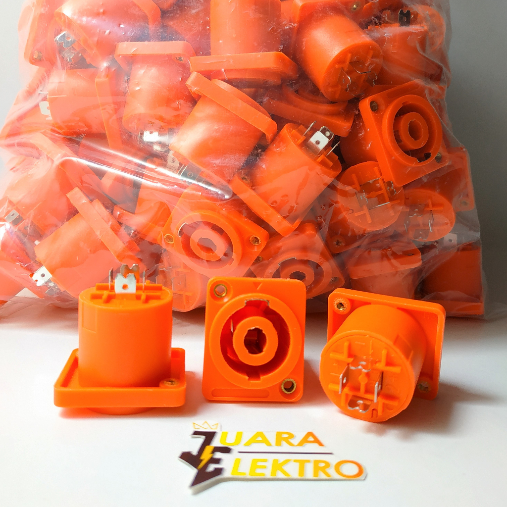 Socket Speacon Orange 4 PIN | Soket Spikon Warna Orange 4 PIN + Drat Kuningan