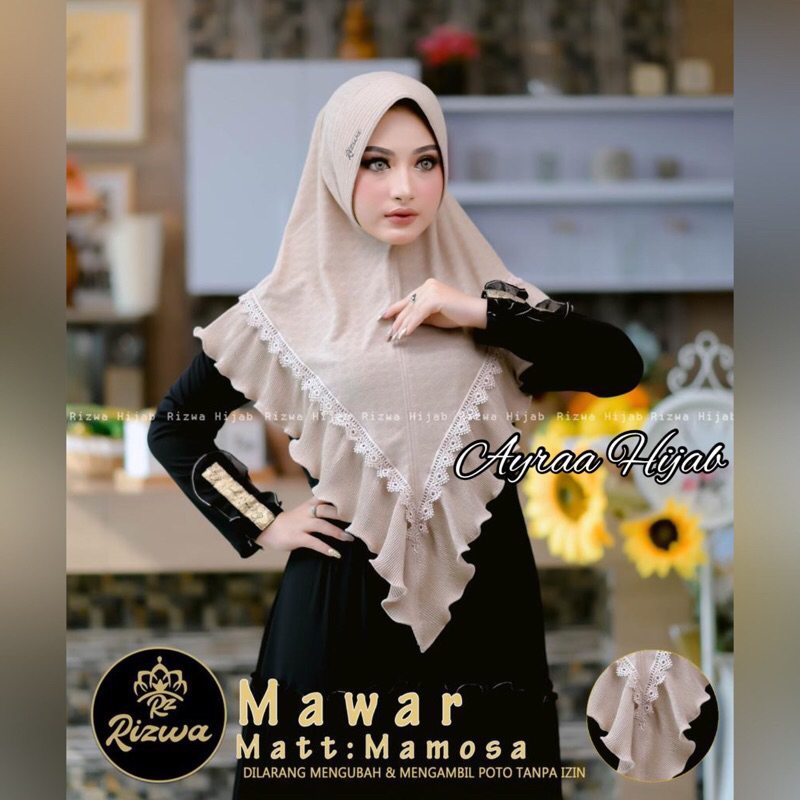 Ayraa Hijab❣️ Jilbab Instan Khimar Mawar Jersey Mamosa Original Rizwa Hijab