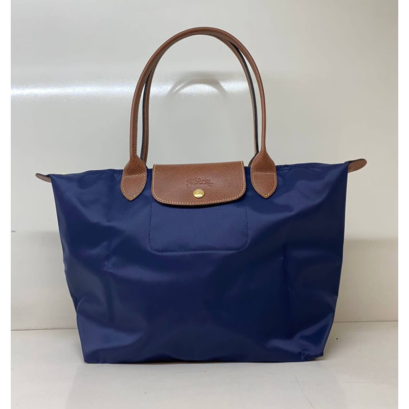 Longchamp Le Pliage Original Tote Bag Medium Long Handle MLH Navy AUTHENTIC
