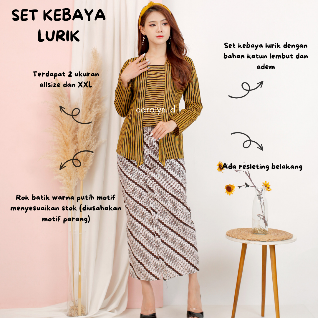 KEBAYA LURIK PEREMPUAN DEWASA TENUN HALUS SET ROK BATIK