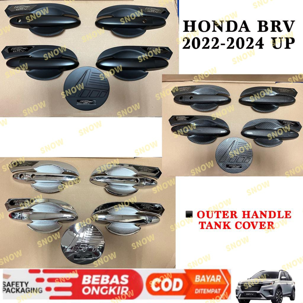 Paket Outer Handle Tank Cover Honda Brv BR-V 2022 2023 2024 Up  Hitam Chrome Carbon