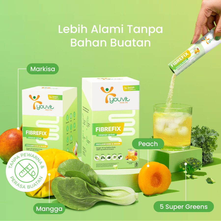 [Trial Pack] Minuman Serbuk Fiber untuk Konstipasi, Kembung &amp; Berat Badan | Youvit 4-in-1 FibreFix