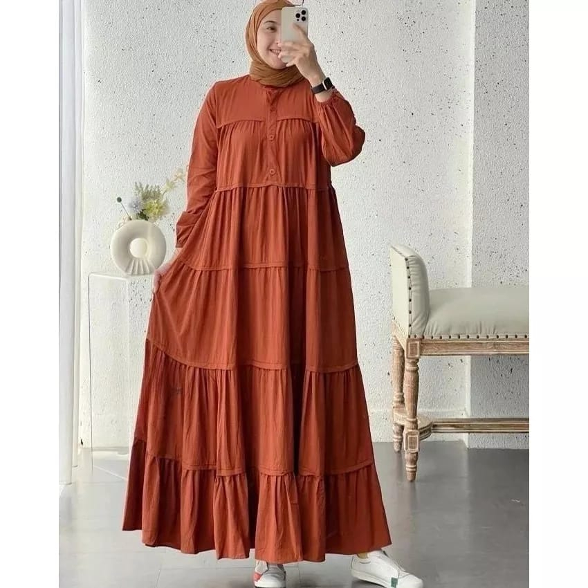 Gamis Remaja Kekinian Inara Dress Polos Gamis Crinkle Premium Baju Wanita Jumbo