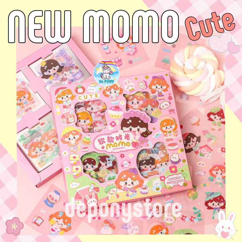 Stiker NEW MOMO CUTE SWEET SENMU 100pc wateeproof PVC premium quality