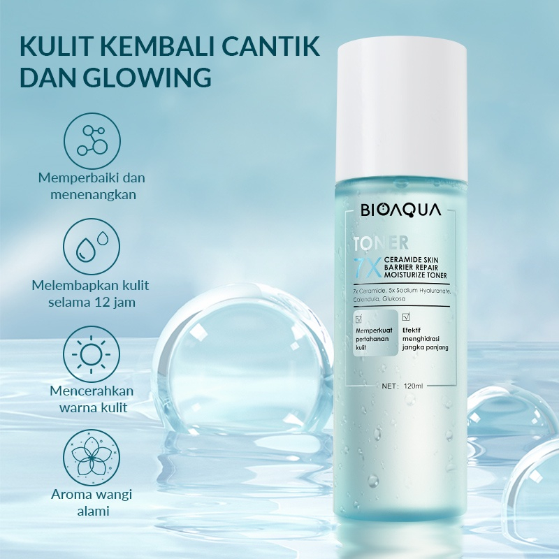 BIOAQUA 7X Ceramide Skincare Paket Repair Barrier Set With Moisturizer Cream/Hydrating Toner/Serum Wajah/Gentle Cleanser