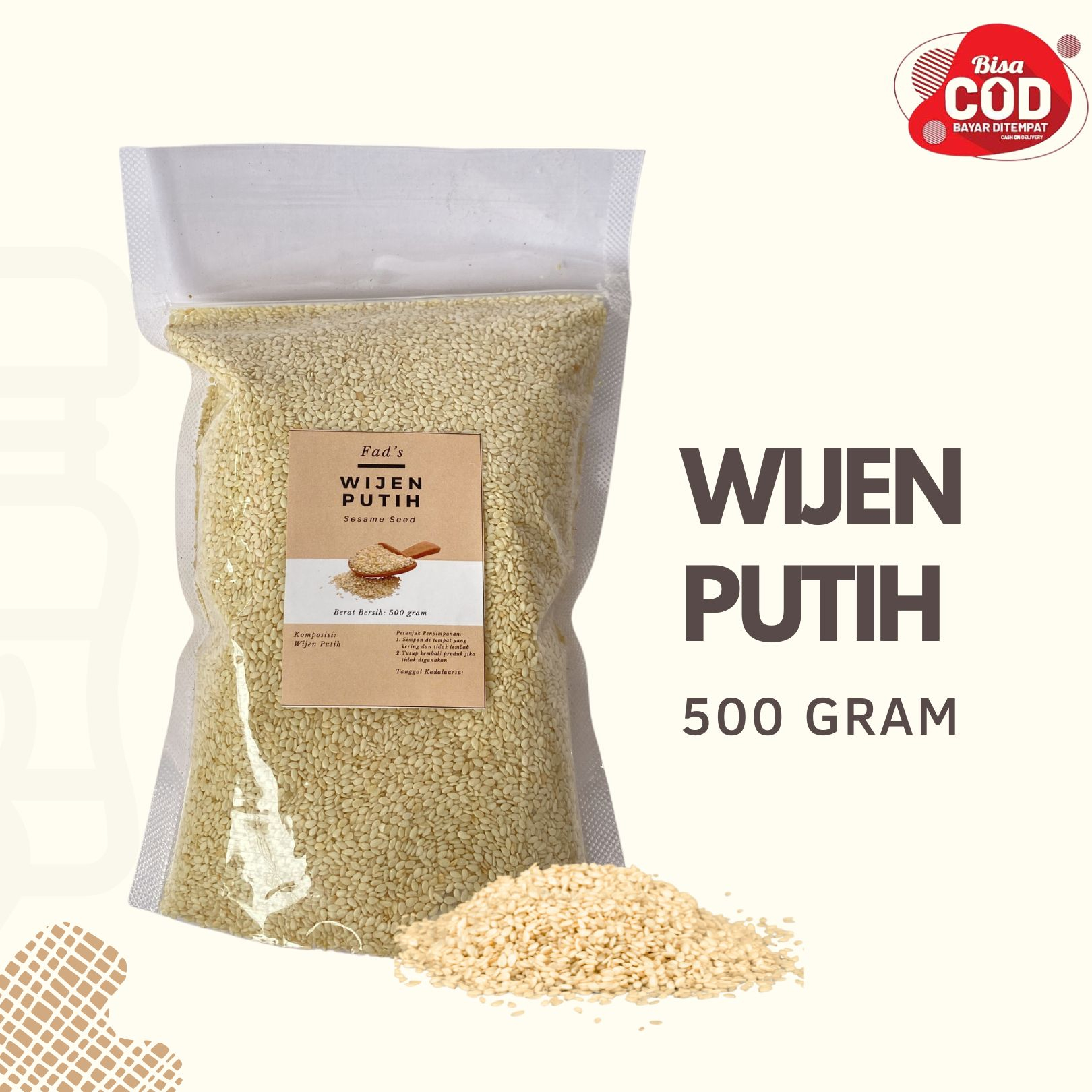 Wijen Hitam 500gr - Wijen Hitam Sangrai 500gr - Wijen Putih 500gr - Wijen Putih Sangrai 500gr