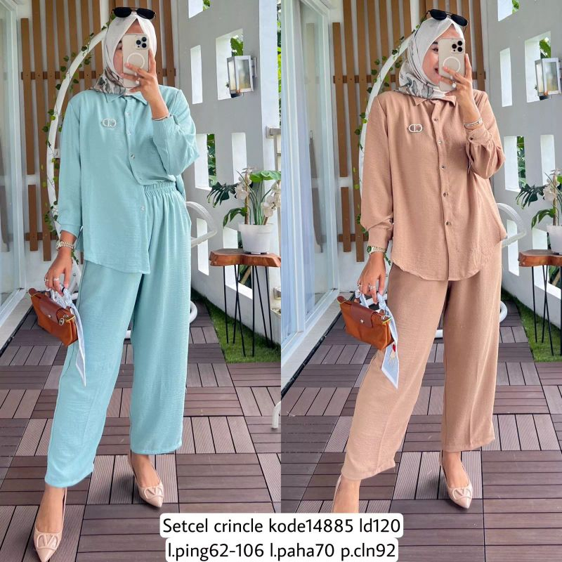 Setcel Crinkle Terbaru / Setelan Celana Crinkle Terbaru / Setcel Shakila Terbaru / Setelan Celana Sh