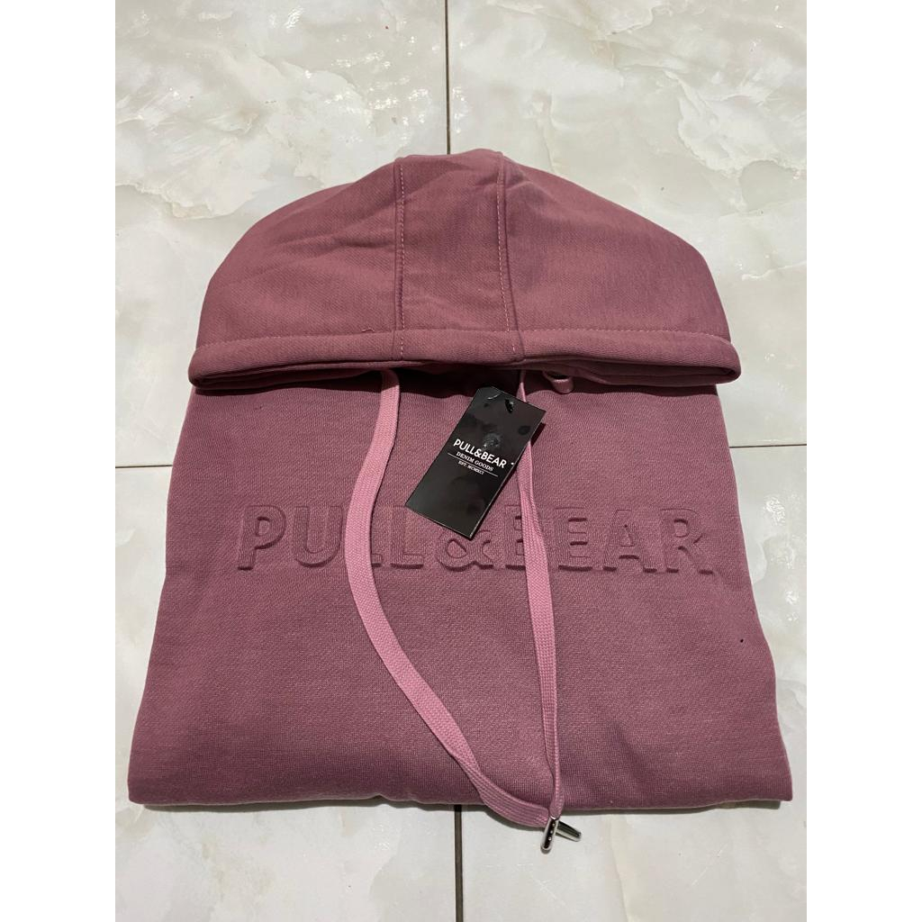 { GRATIS PAPERBAG] HOODIE PULL&amp;BEAR EMBOS 3D PULLOVER OVERSIZE PRIA WANITA SIZE M - XXL