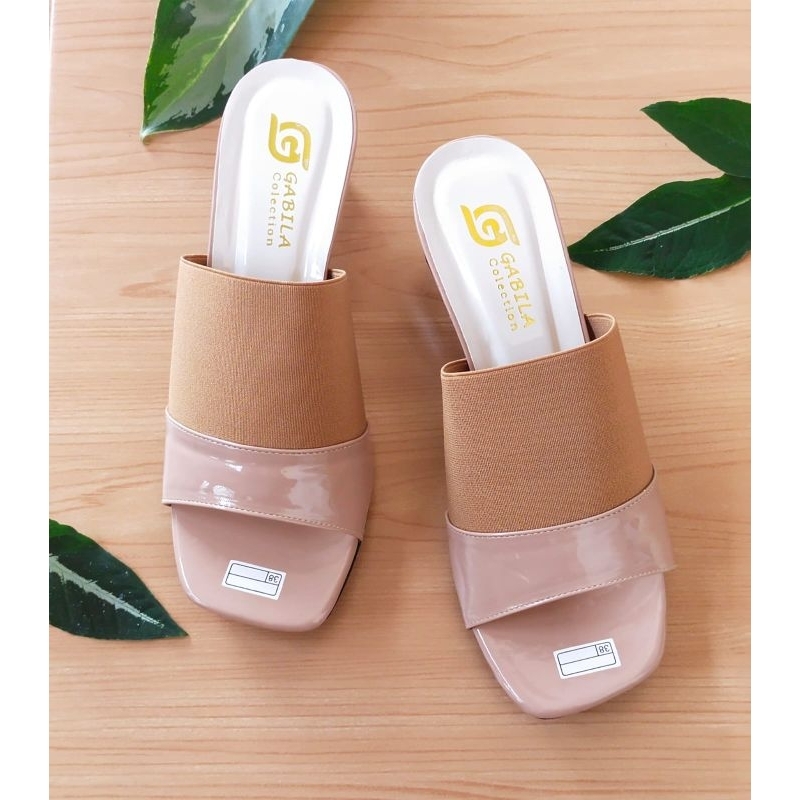 SANDAL KOKOP HAK KACA GLOSY KARET 5CM