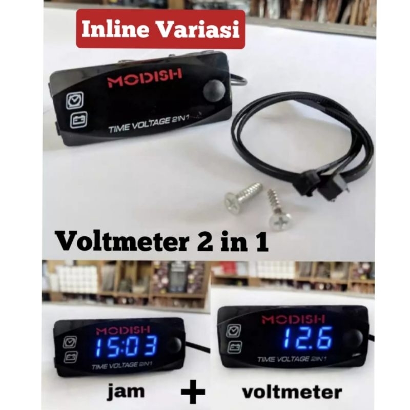 jam digital led plus voltmeter plus breket motor