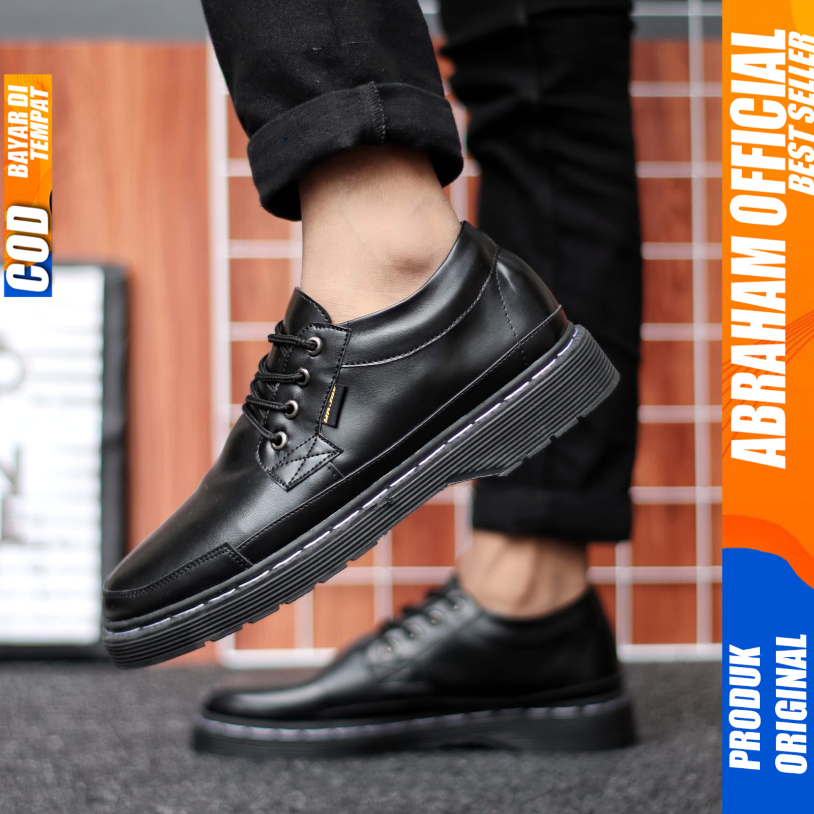 Sepatu Pria Docmart Low Boot Casual Formal Hitam Abraham