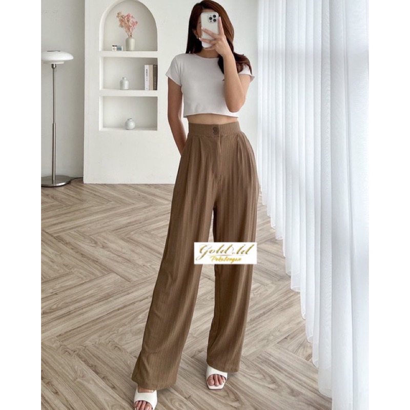 Jennie Knit Pants Celana kulot higwaist Knit Kancing 2 Celana Knit Wanita Knit Jennie Knit Pants Cullote