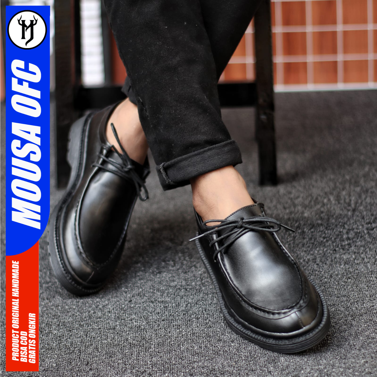 Sepatu Pria Docmart Loafers Casual Kerja Formal Hitam Pria Albert Mousa