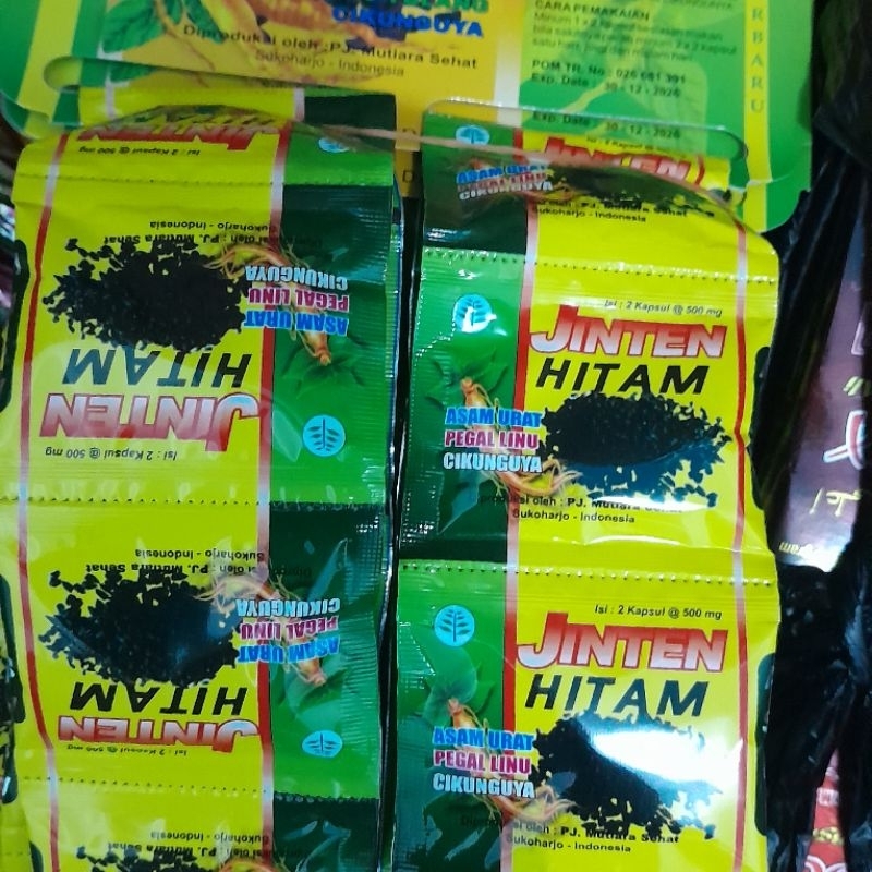PAKET 100 RENCENG KAPSUL JINTEN HITAM JAMU ASAM URAT ORIGINAL