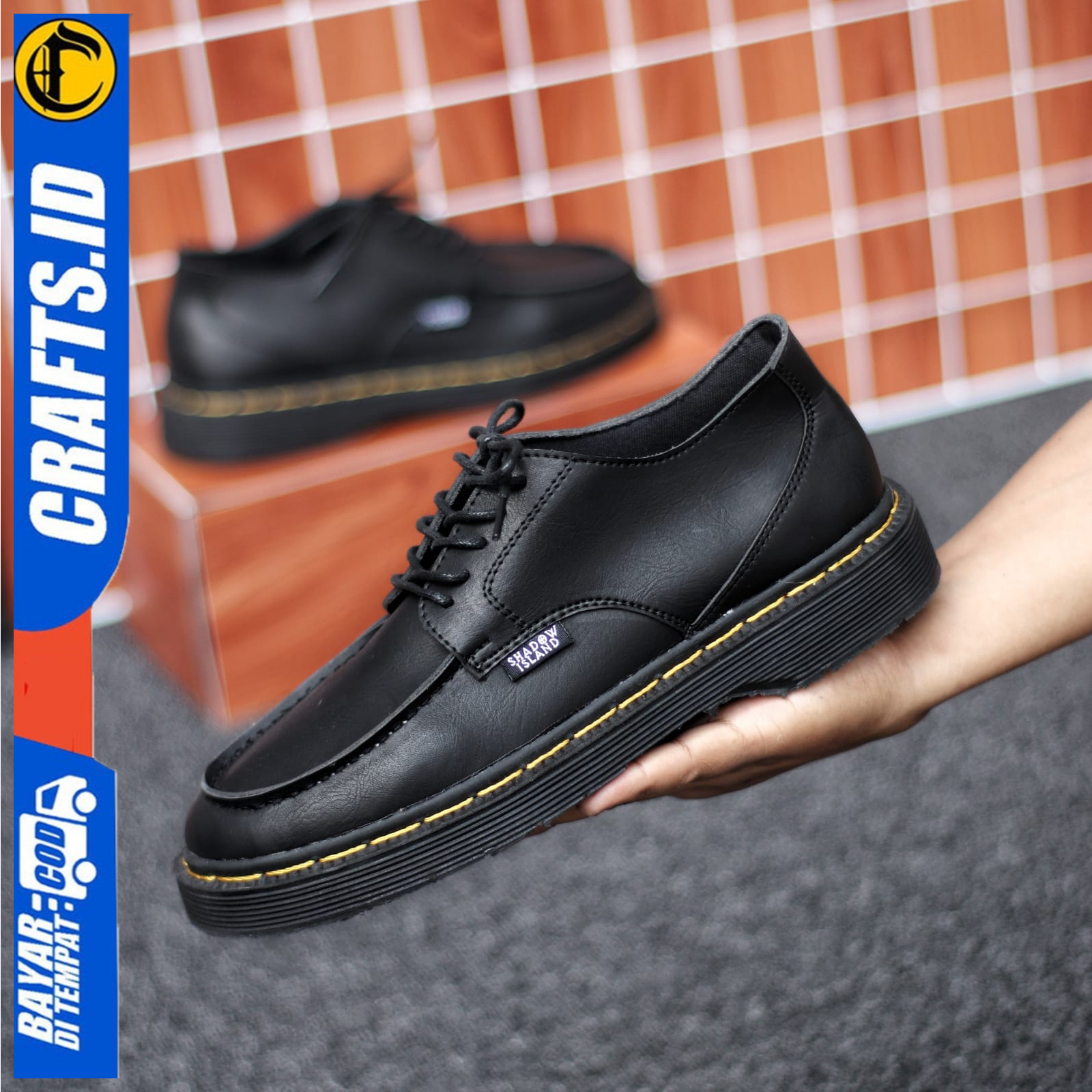 Sepatu Formal Pantofel Pria Docmart Low Boots Hitam Casual Kerja Original Crafs Denki