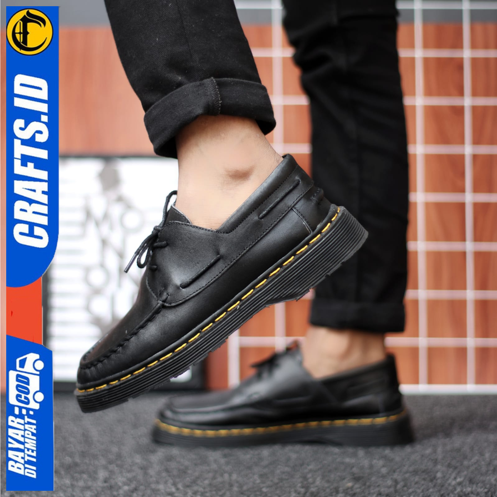 Sepatu Pria Pantofel Low Boots Formal Hitam Docmart Kerja Crafs Baltir