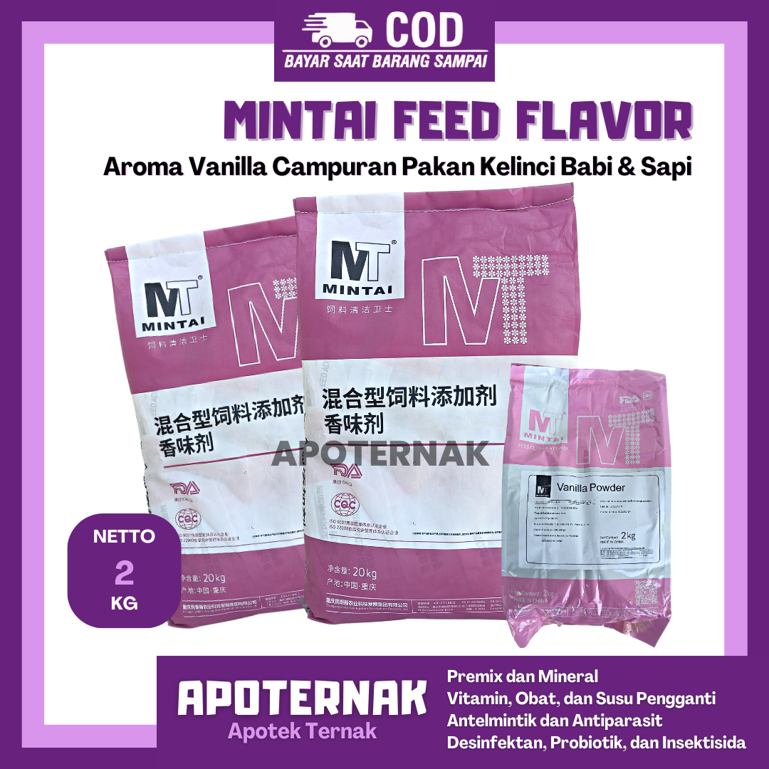 MINTAI FEED FLAVOR 2 kg | Feed Flavor Vanilla Penambah Aroma Vanila untuk Campuran Pakan Kelinci Babi Sapi