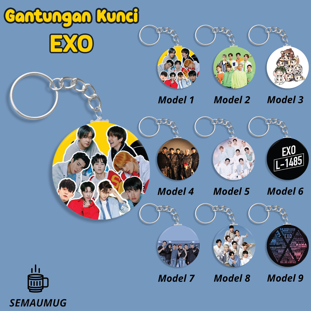 GANTUNGAN KUNCI EXO KADO GANCI BULAT KPOP LUCU PRINT CUSTOM SEMAUMUG