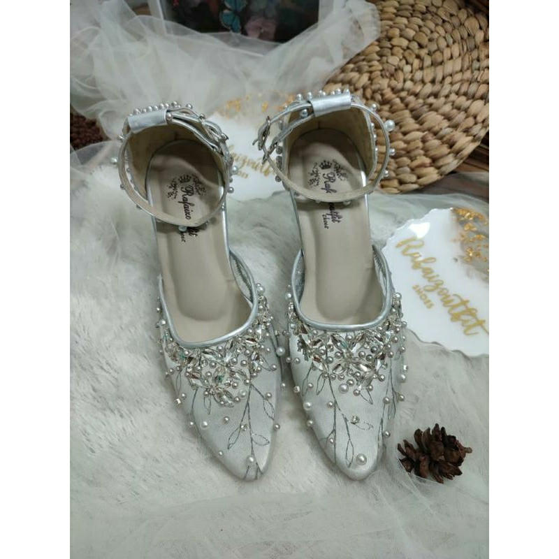 Sepatu wedding Cantik Manda hak 5cm kaca