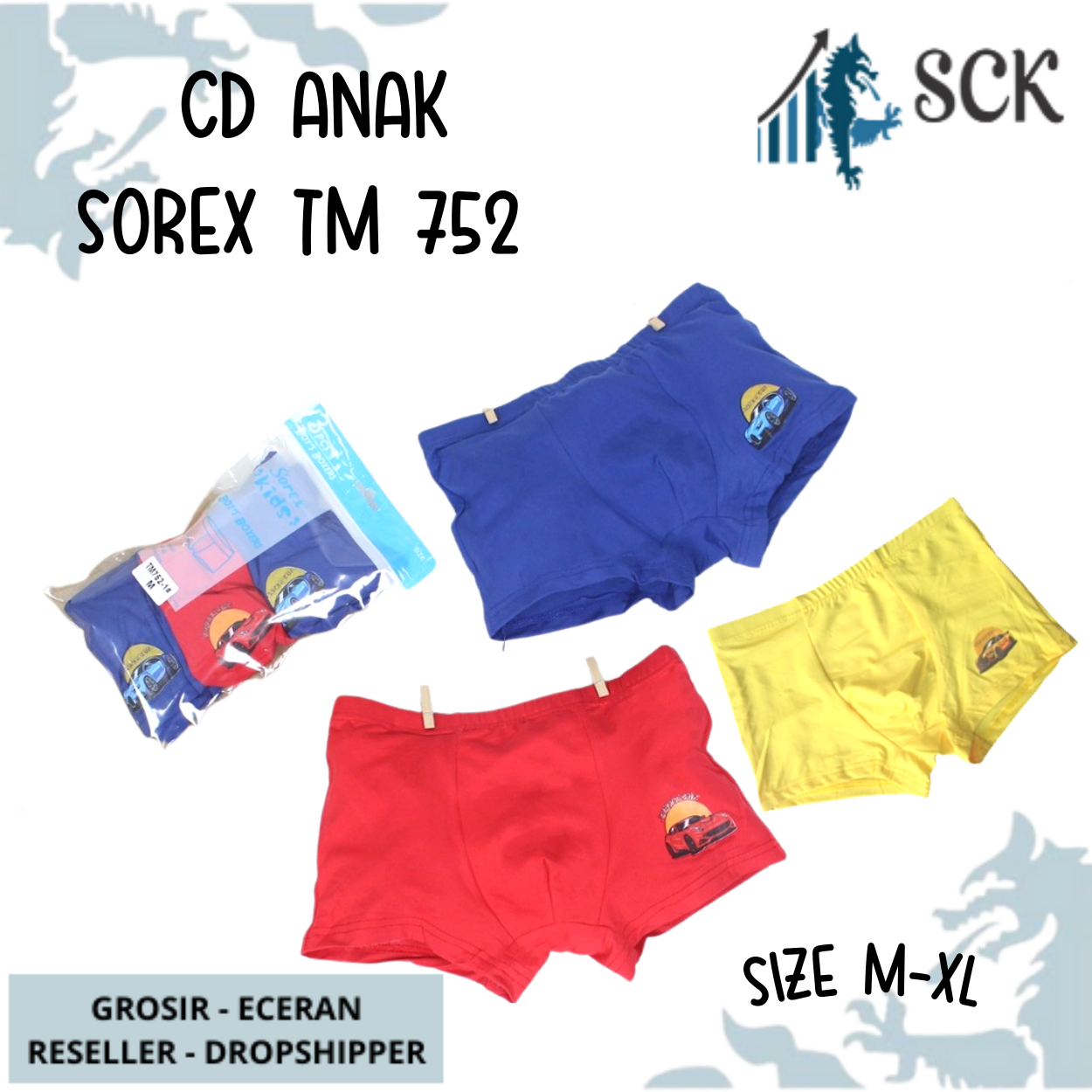 [ISI 1] CD Anak Laki-Laki SOREX TM 752 Model Boxer / Celana Dalam Halus Ukuran M-XL / Pakaian Dalam Cowok - sckmenwear GROSIR