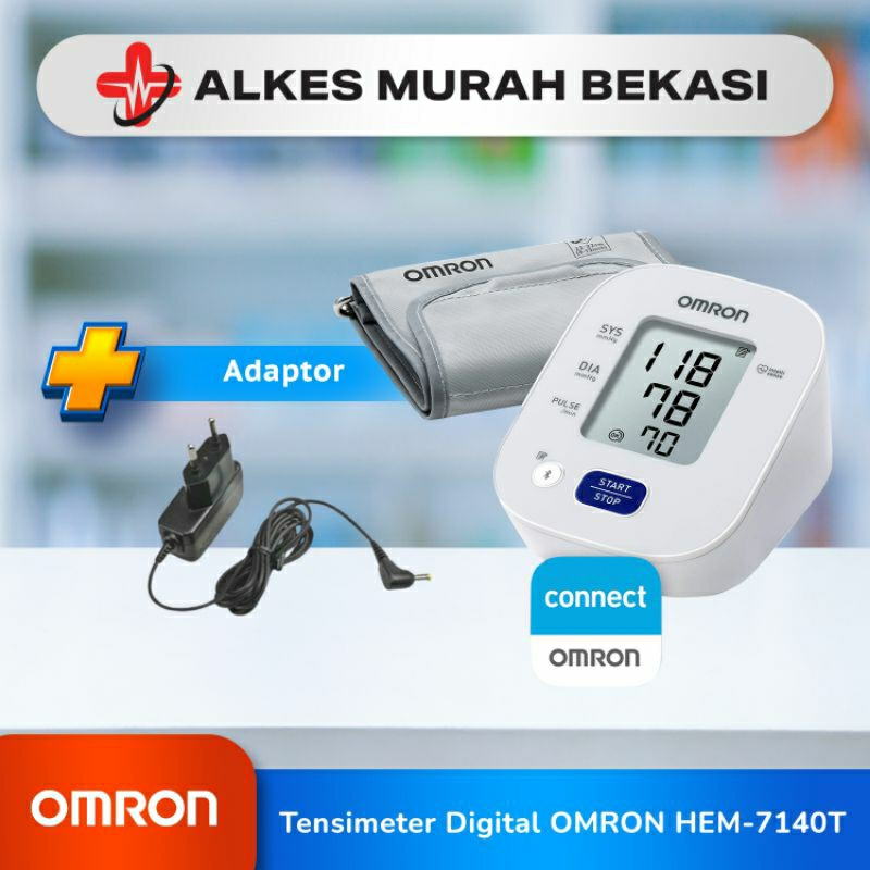 Omron Tensimeter HEM-7140T Bluetooth Free termometer MC-246 + Adaptot Omron