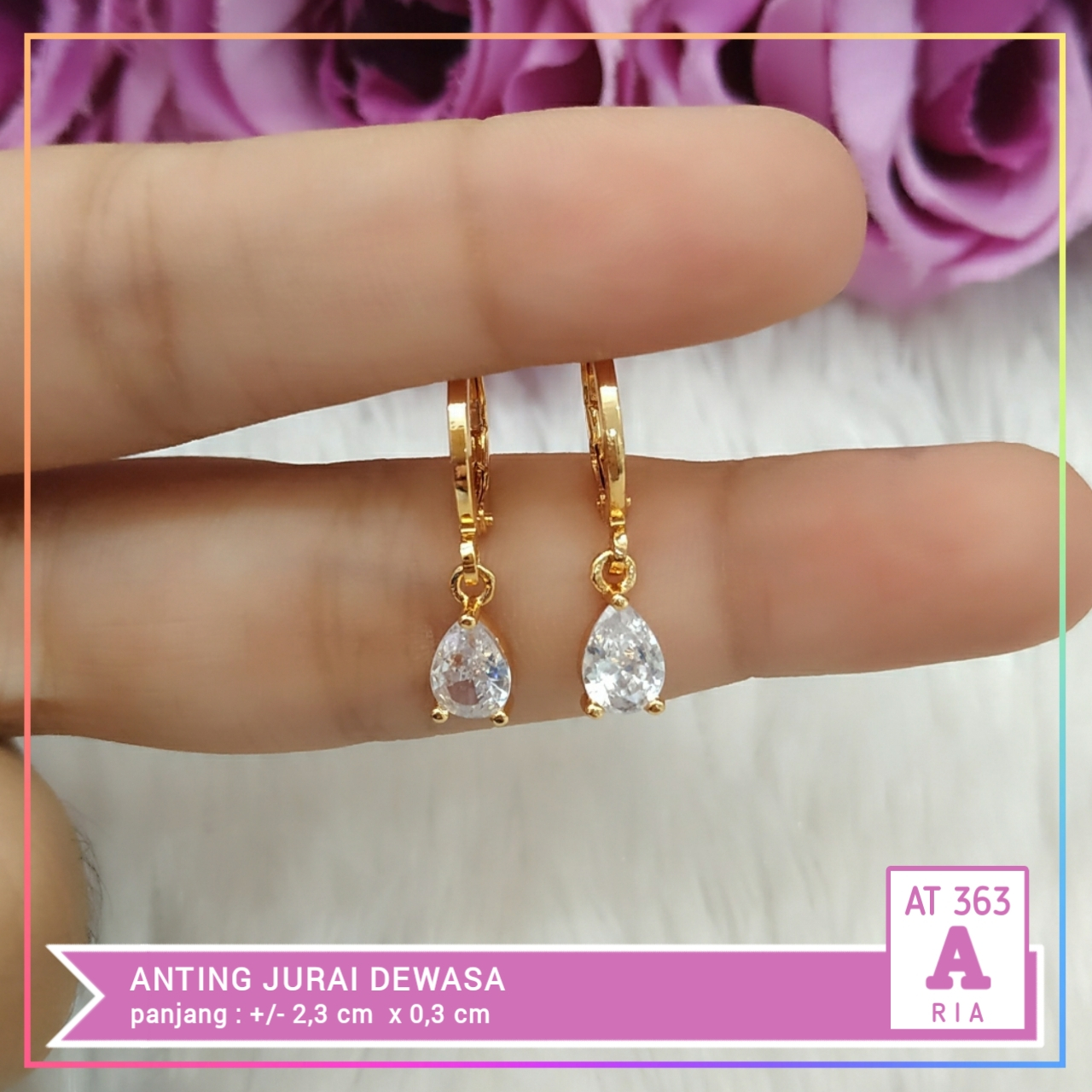 Anting xuping dewasa segitiga permata oval zircon perhiasan lapis emas gold AT 363