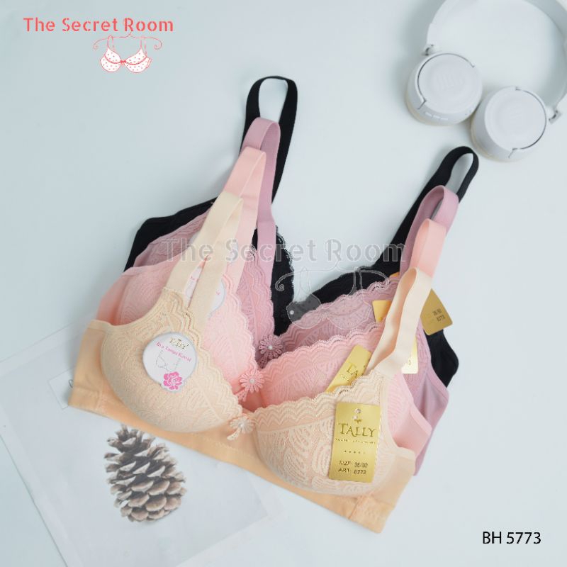 TALLY BRA BH 5773 I CUP B BESAR I BUSA TIPIS I TANPA KAWAT I KAIT 3 I SIZE 36 - 42 I BAHAN RENDA HALUS