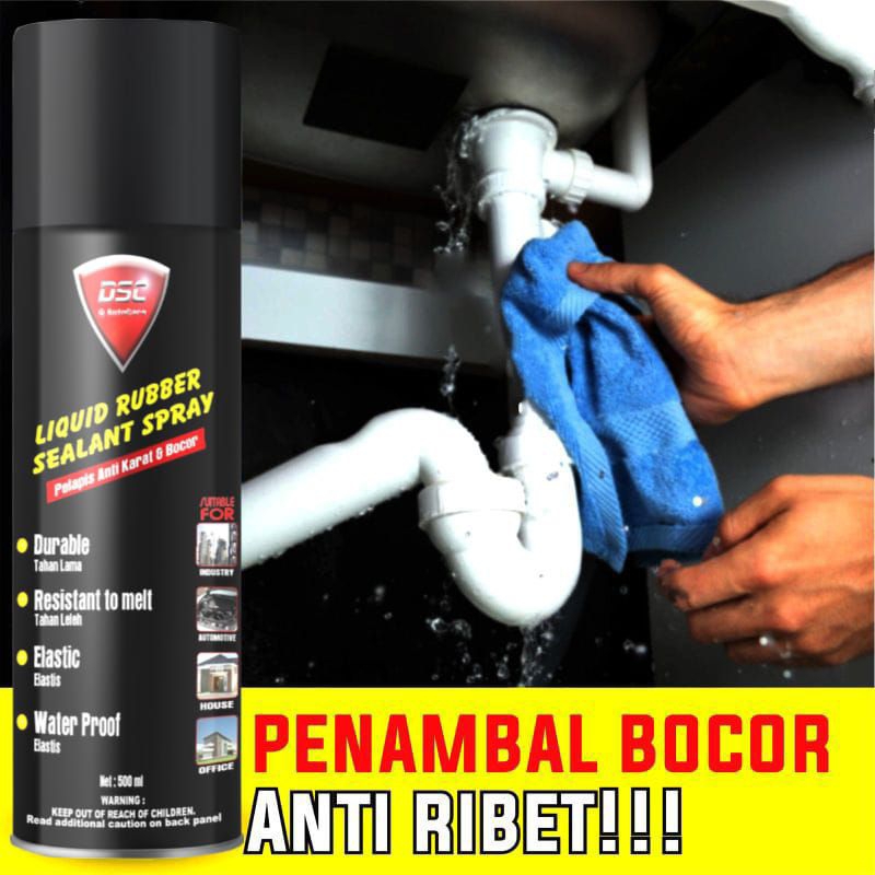 DSC Spray Waterproof pelapis anti bocor, anti karat, anti korosi, peredam mobil 500ml - Rubber sealant spray 500ml