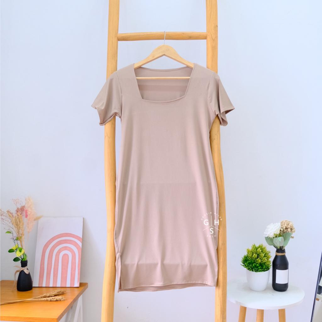 SYAHIBA DRESS BODYCON DRESS BELAH ATASAN WANITA REMAJA JERSEY PREMIUM (KJI)