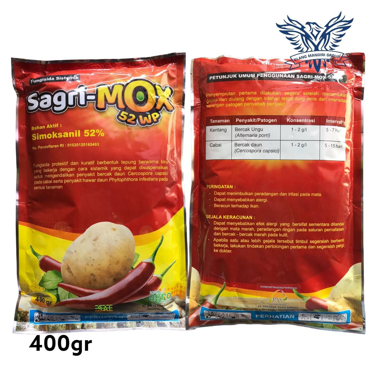 SAGRIMOX 52WP 400gr Fungisida Protektif dan Kuratif Simoksanil 52% Pengendali Busuk Pada Tanaman SAGRI-MOX