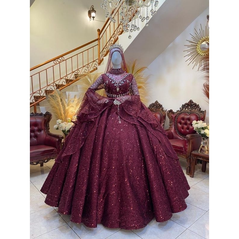 TERBARU GAUN PENGANTIN/WEDDING CANTIK /BAKU PENGANTIN PAYET/GAUN WEDDING MEWAH/GAUN  PENGANTIN MODERN