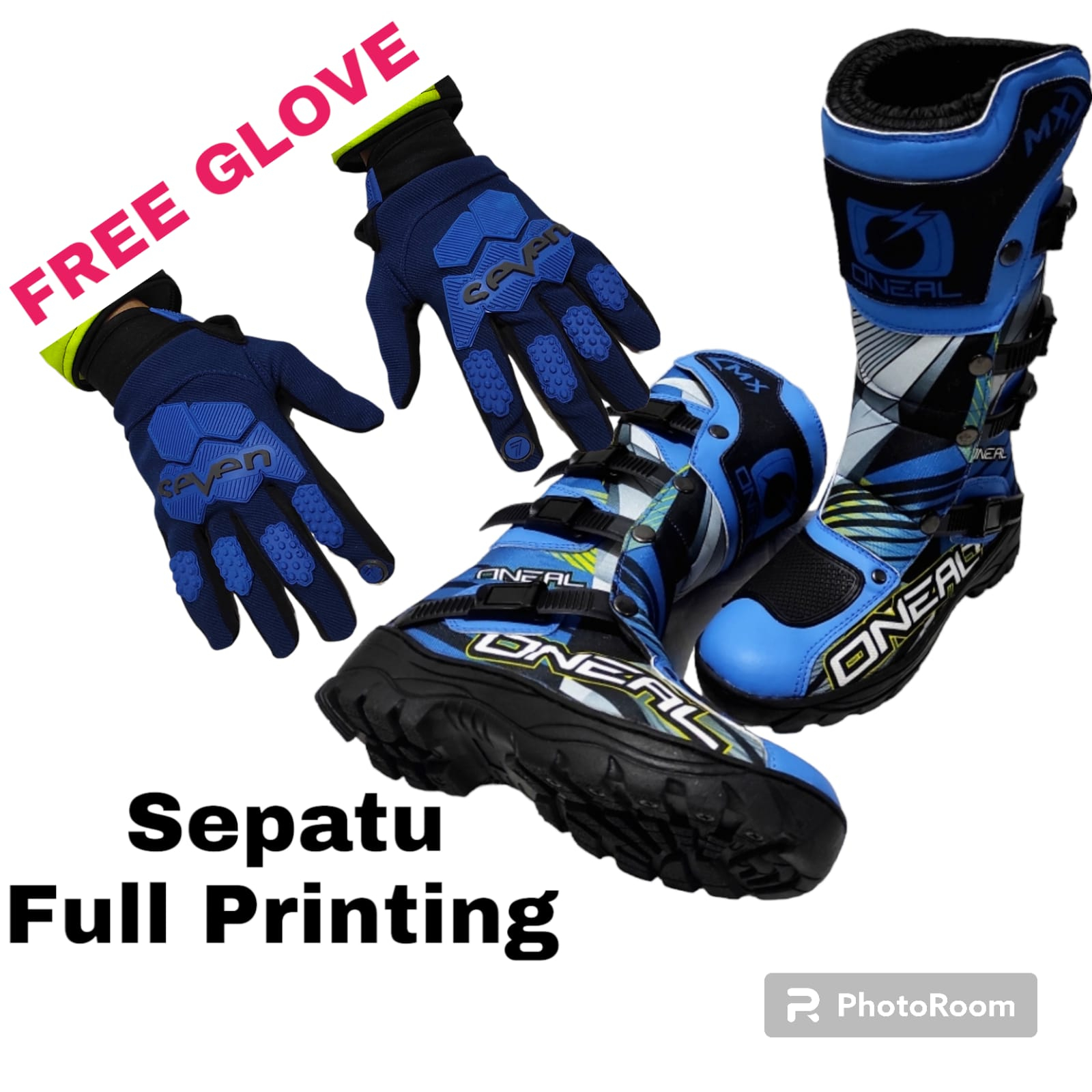 sepatu cross fullprinting plus tas FREE SARUNG TANGAN bots mx trail  motor cross gastrack or enduro kualitas premium