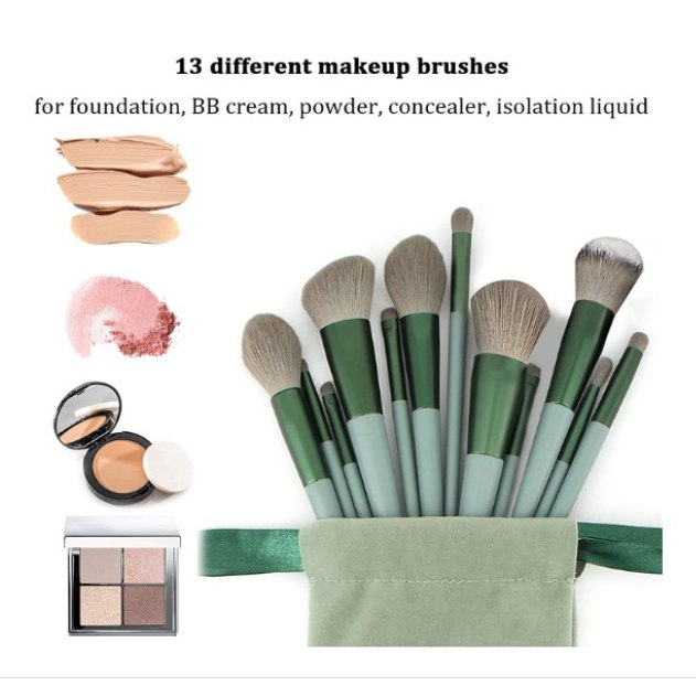 13pcs Kuas Make Up Set Lengkap Pouch Lembut Set Kosmetic Brush Makeup Powder Eye Shadow Foundation Blusher Blending Beauty