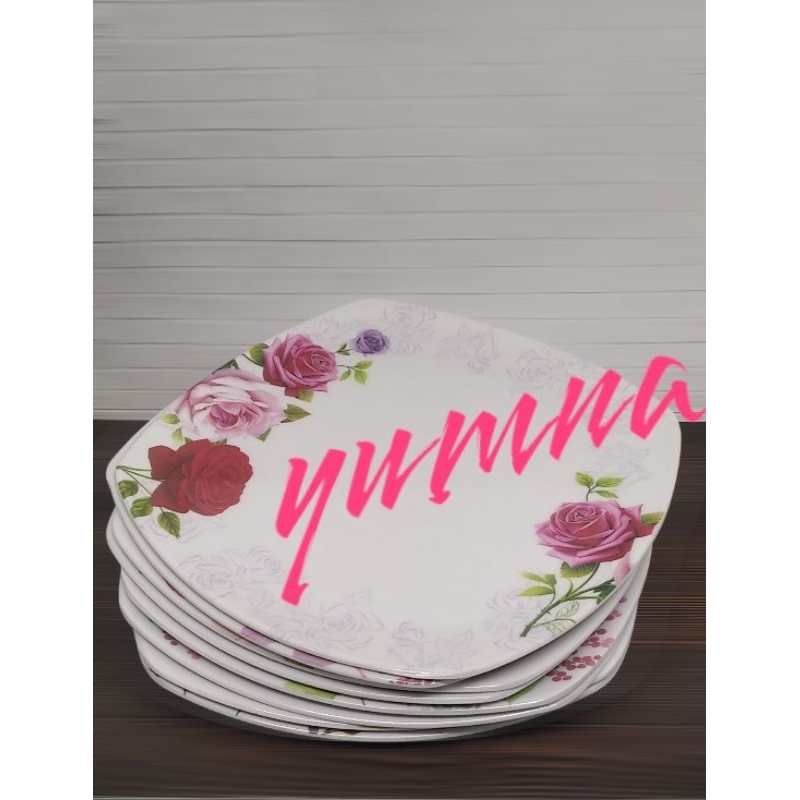 PIRING MELAMIN DAUN JUMBO  3 PCS PIRING MAKAN MELAMIN PUTIH PIRING JUMBO SEGI MELAMIN