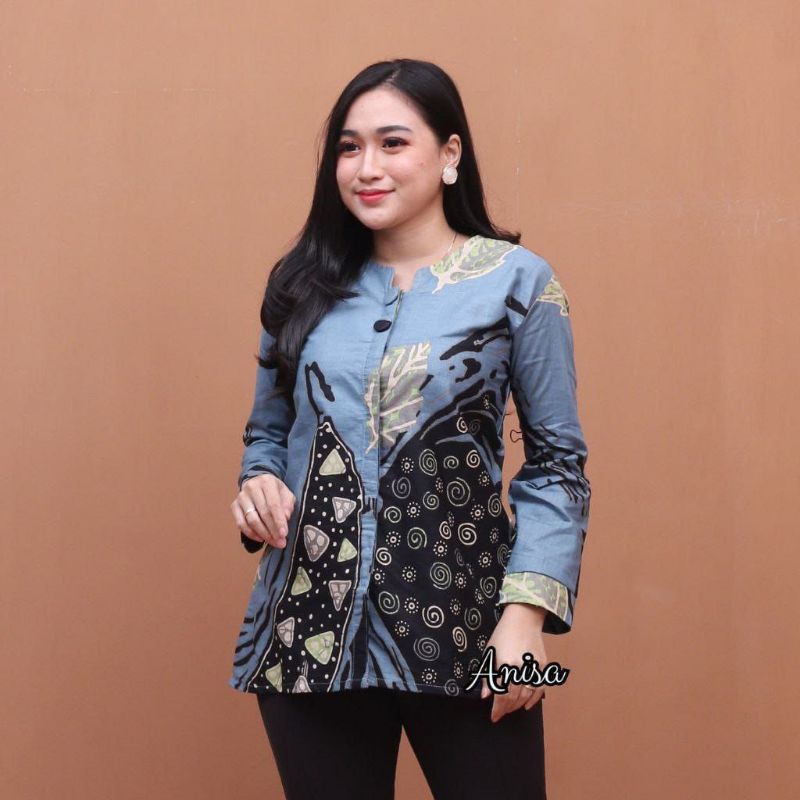 Atasan Blouse Batik Kerja Wanita Baju Batik Wanita Kantor Seragam M L XL XXL