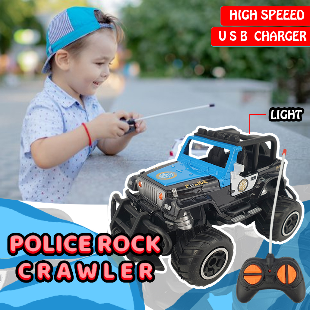 Mainan Anak Mobil Remote Control Polisi/ Mainan Mobil Remot Kontrol Police Rock Crawler 6146J