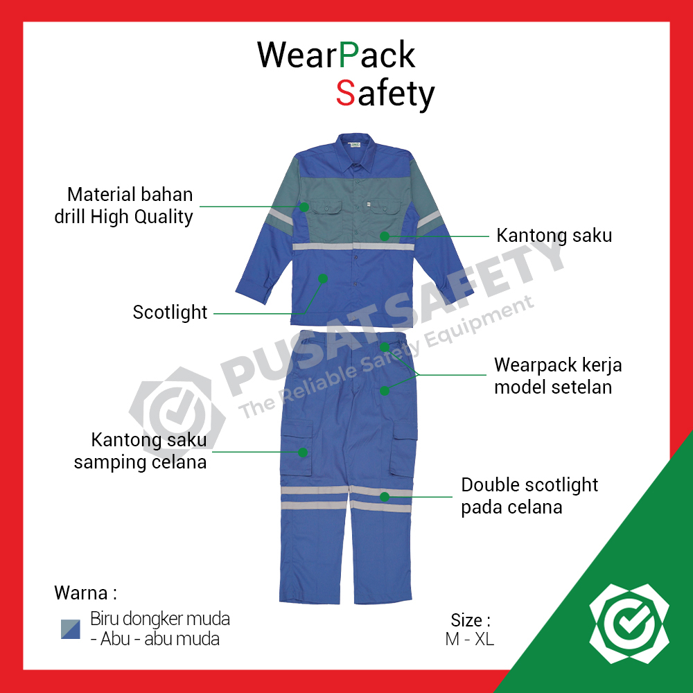 Wearpack Safety Setelan Baju Celana Kerja Proyek Kombinasi iMj
