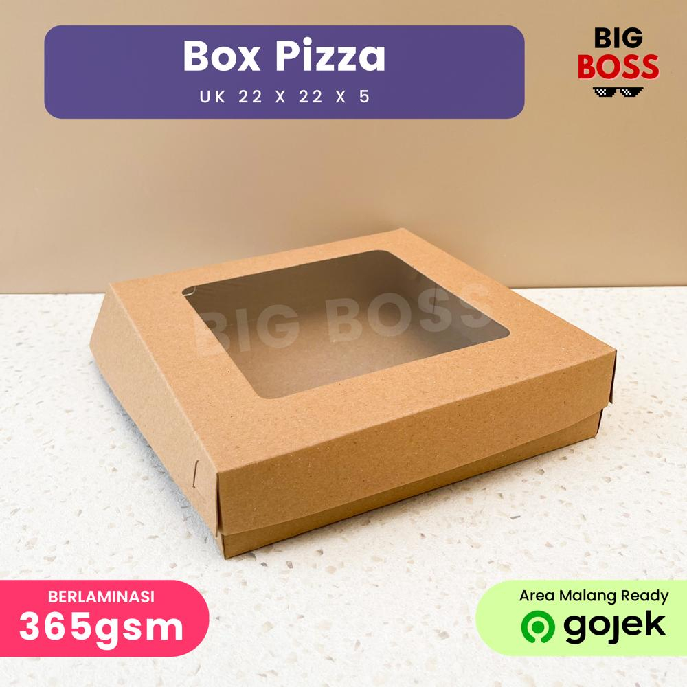 Kotak Box Pizza Coklat Kraft Laminasi / Kotak Cake Kue Roti Brownies Pie Egg Tart / Box Puff Pastry Cup Cake Muffin