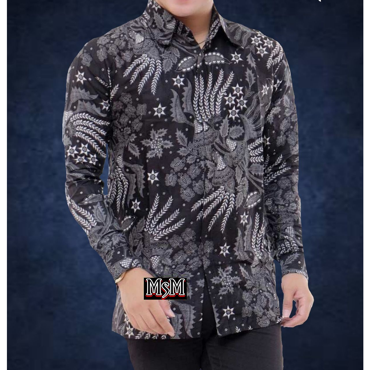 BSWART Batik HRB026 kenongo kemeja panjang anjani biru Pekalongan M L XL Batik Pria MURAH Modern Grosir