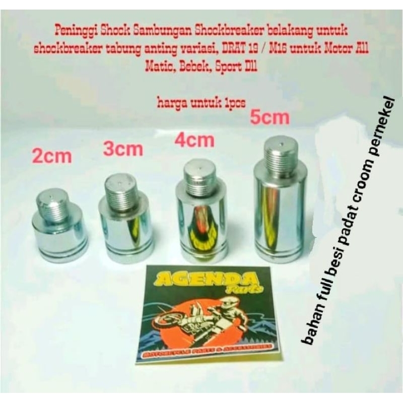 Peninggi Shock Sambungan Shockbreaker belakang untuk shockbreaker tabung anting variasi, DRAT 19 / M16 untuk Motor All Matic, Bebek, Sport Dll.