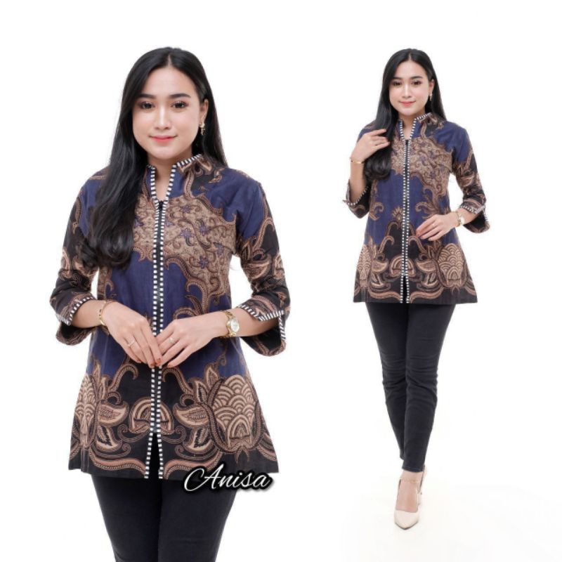 Blouse Batik Wanita Baju Batik Kerja Seragam Wanita Kantor Couple Batik Hem Blus