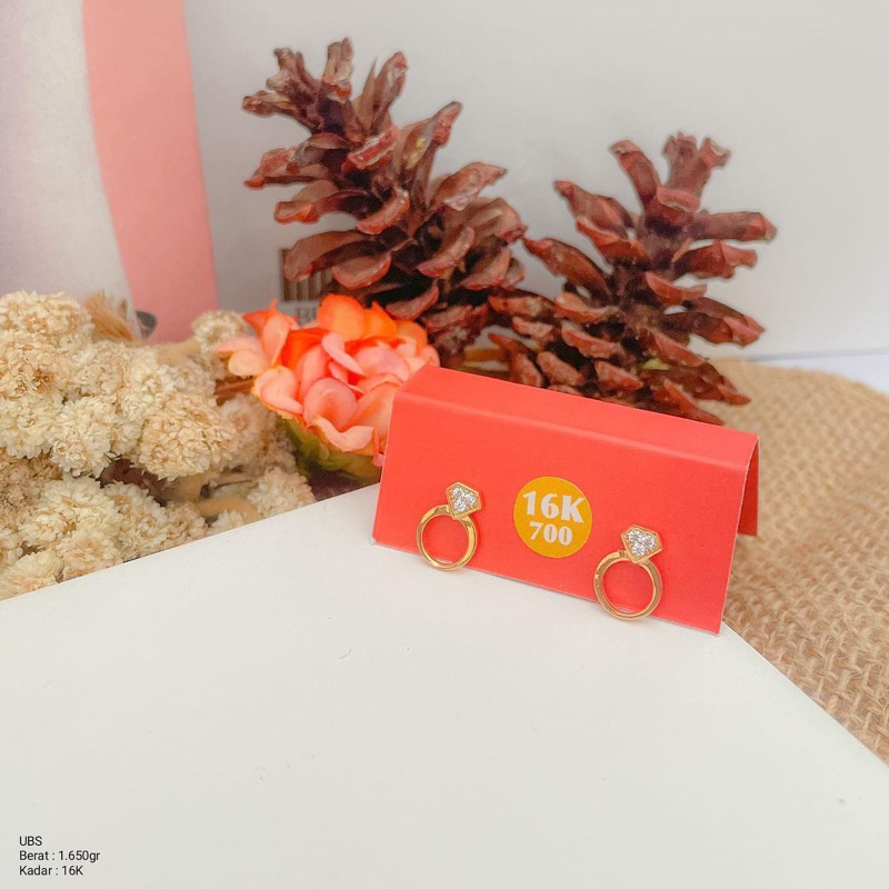 Perhiasan Anting Emas Tindik Emoji Cincin Ring UBS 16k / 700