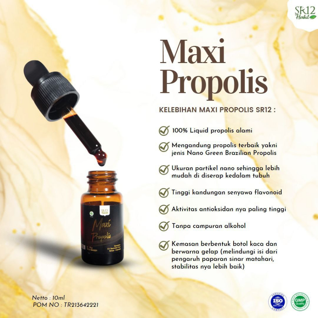 Propolis Maxi Propolis SR12 Menjaga Daya Tahan Tubuh Antioksidan Antikanker 10 ml