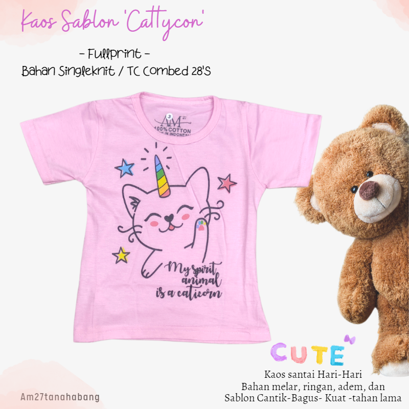 Baju Anak Cewek 3 bulan-10 tahun CATTY CORN- Kaos003Sablon