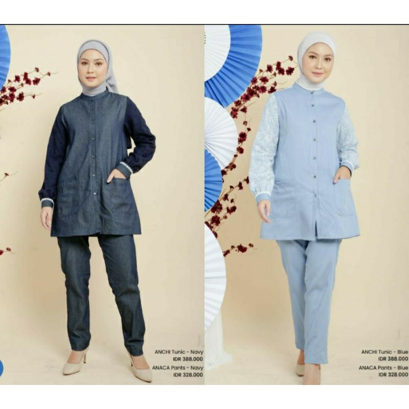 ZOYA -BUSANA MUSLIM ATASAN TUNIC ANCHI MIDI DRESS,DENIM PREMIUM ORIGINAL (COD)