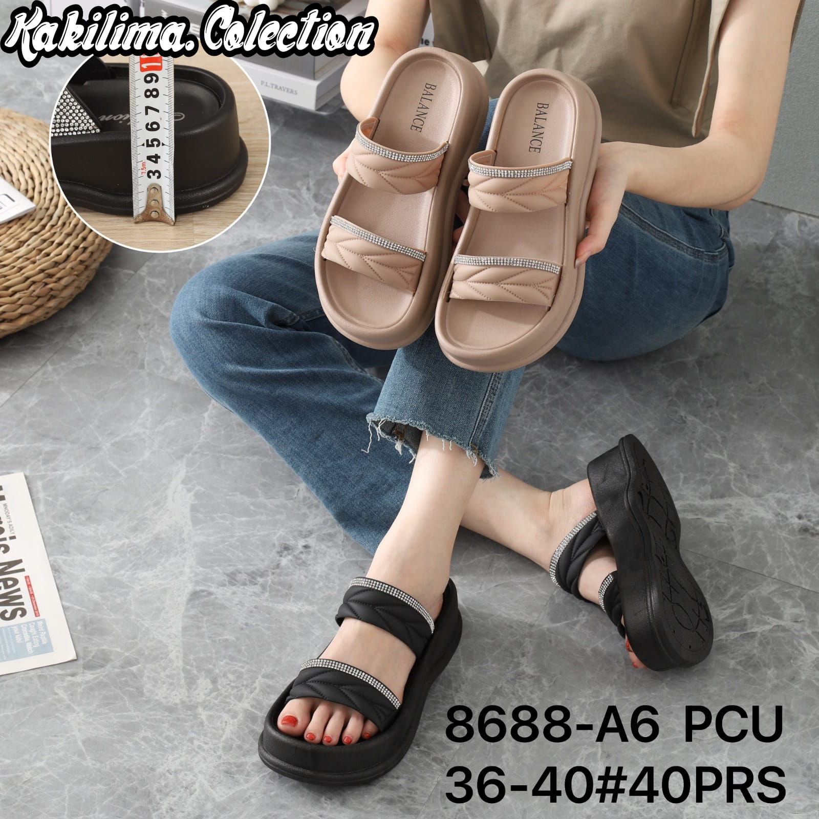 Sandal jelly wanita sandal wedges perempuan balance 8688-A6