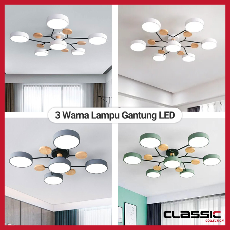 3 Warna Lampu Gantung LED Nordic Modern Minimalis Gaya Lampu Langit-langit Bola Kayu Lampu Gantung LED Tamu Dapur Lampu