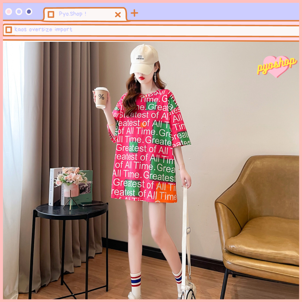 Oversize Tee Tshirt Kaos Import Longgar Tulisan Greatest Of All Time